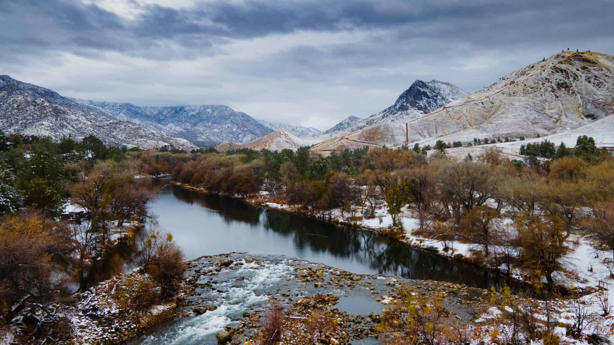 Big Daddy Rapid on the Kern River with Snow Covered Mountains