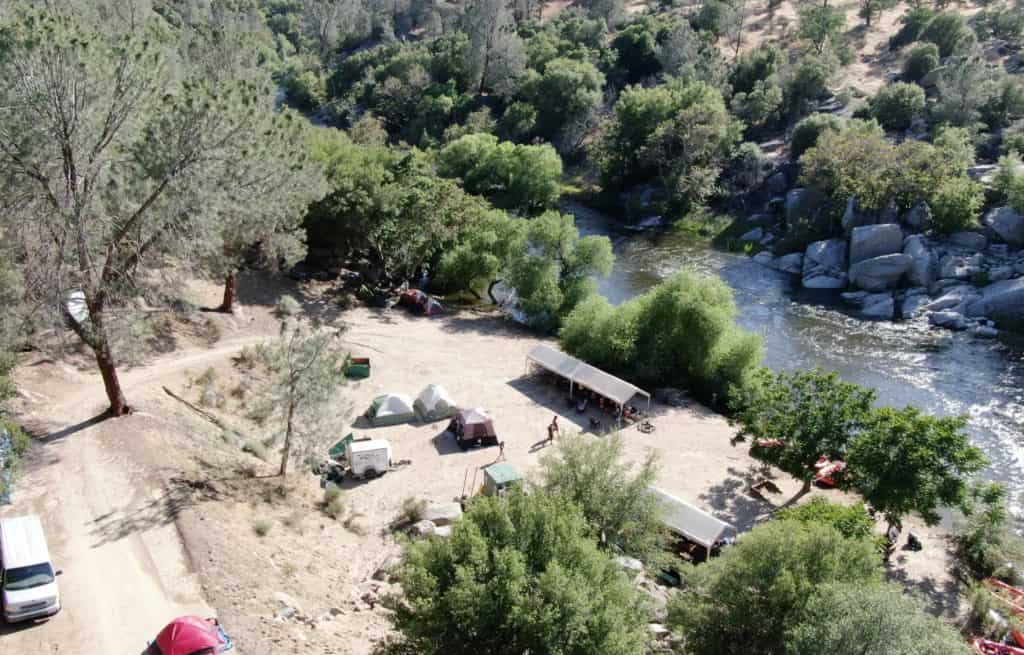 camping grounds from aerial view during the day Sierra South Mountain Sports Kern River California